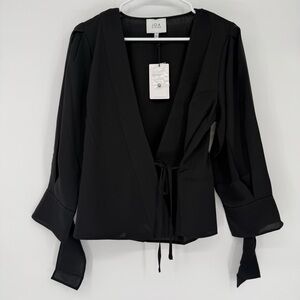 JOA Black Wrap Blouse NWT Large